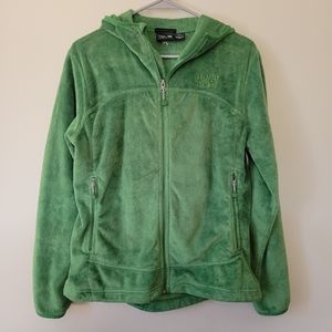 Mountain HARD WEAR Zip Front Green Fleece Semi-Fitted Hooded Jacket Size Medium